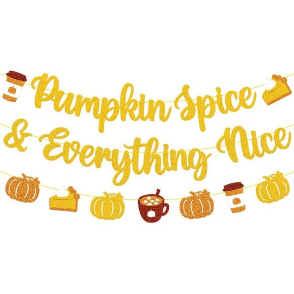 Pumpkin Spice and Everything Nice Banner Autumn Fall Pumpkin Thanksgiving Day‎